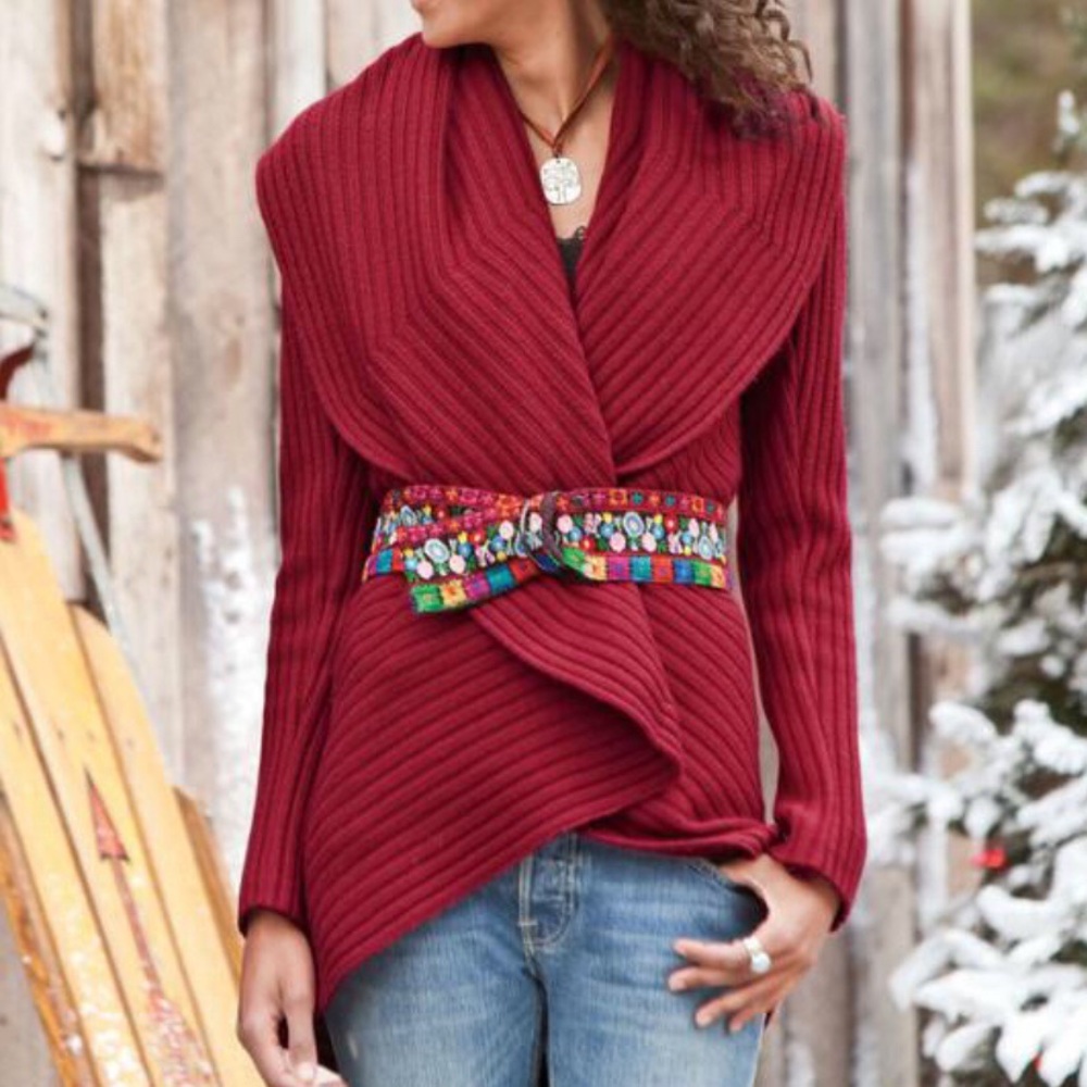 Sundance Merino Wool Shawl Collar Cocoon Sweater S